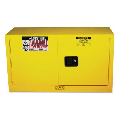 Justrite Yellow Piggyback Safety Cabinets, Self-Closing Cabinet, 17 Gallon, 891720
