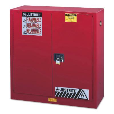 Justrite Safety Cabinets for Combustibles, Self-Closing Cabinet, 40 Gallon, Red, 893031