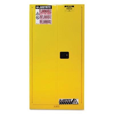 Justrite Yellow Safety Cabinets for Flammables, Self-Closing Cabinet, 60 Gallon, 896020
