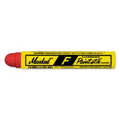 Markal® Paintstik® F Marker, 11/16 in Round Point dia x 4-3/4 in L, Fluorescent Red, 82832
