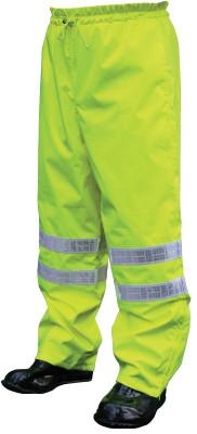 MCR Safety Pro Grade Rain Pants, Polyester/Polyurethane, Hi-Viz Lime, Large, 598RPWL
