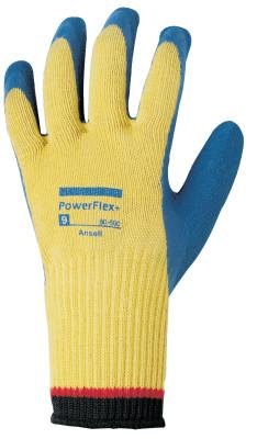 Ansell PowerFlex Plus Gloves, Size 9, Yellow/Blue, 80-600-9