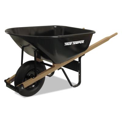 The AMES Companies, Inc. Steel Medium Duty Wheelbarrow, 6 cu ft,1  Smooth, Oilube Bearing Wheel, Black, J6