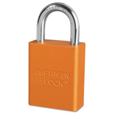 American Lock® Solid Aluminum Padlocks, 1/4 in Diam., 1 in L X 3/4 in W, Orange, A1105ORJ