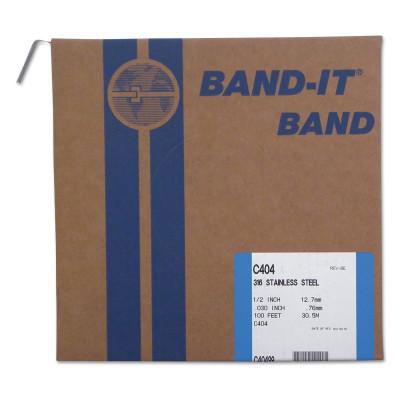 Band-It?? Type 316 Bands, 1/2 in x 100 ft, 0.03 in Thick, Stainless Steel, C40499