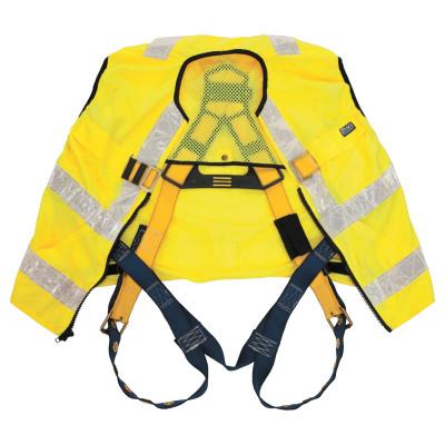 Capital Safety Delta Vest Hi-Vis Reflective Workvest Harness, Tongue Buckle, Yellow, XL, 70007410882