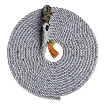 Capital Safety Rope Lifelines with Snap Hooks, 150 ft, Self-Locking Snap Hook, 310 lb, 70007427803