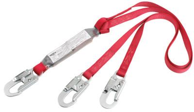 Capital Safety PRO Shock Absorbing Lanyard, 6 ft, Self-Locking Connection, Snap Hook, 2 Legs, 1342001