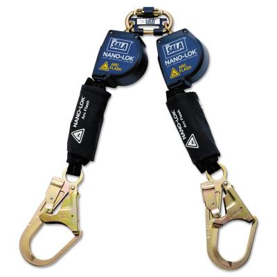 3M™ Nano-Lok™ Arc Flash Self-Retracting Lifeline, 8 ft, Rebar Hook, 420 lb, Twin Leg, 3101536