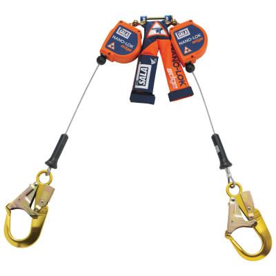 Capital Safety Nano-Lok Edge Twin-Leg Self-Retracting Lifeline w/Rebar Hooks, 8 ft, 310lb Cap, 70007462842