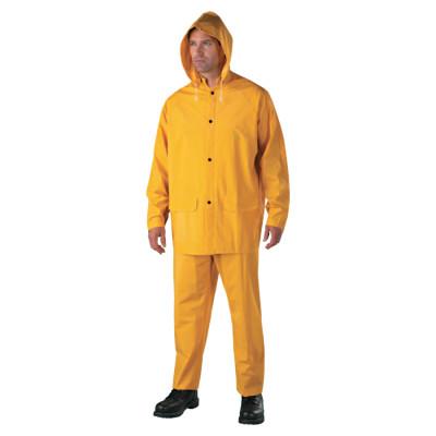 ORS Nasco 3-pc Rainsuit, Jacket/Hood/Overalls, 0.35 mm, PVC Over Polyester, Yellow, X-Large, 9000-XL