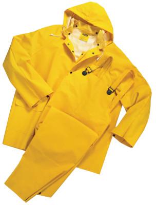 West Chester Rainsuit, Jacket w/Detachable Hood, 0.35 mm PVC/Polyester, Yellow, Medium, 4036/M