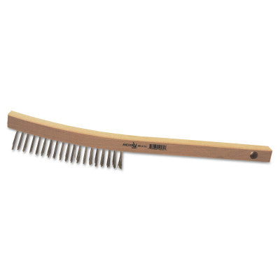 ORS Nasco Hand Scratch Brushes, 3 x 19 Rows, Stainless Steel Wire, Curved Wood Handle, BW-9103