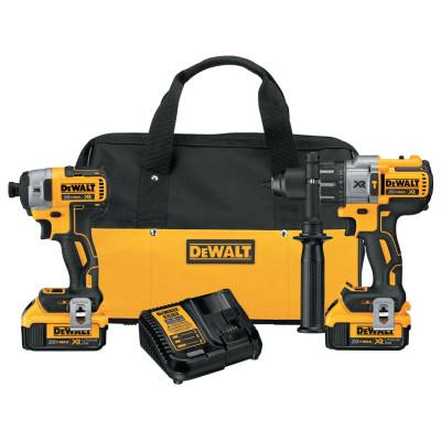 DeWalt® 20V MAX* Premium 5-Tool Combo Kit, 20 V, 1/2 in Hammerdrill, 1/4 in Imp Driver, 6-1/2 in Circular Saw, Work light, Recip Saw, DCK592L2