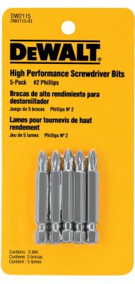 DeWalt® Screwdriver Bits, #2, 2 in, 5 per Pack, DW2115