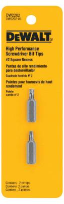DeWalt® Screwdriver Bits, #2, 1 in, Square Recess, 2 per Pack, DW2202