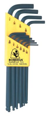 Bondhus?? Balldriver L-Wrench Key Sets, 10 per holder, Hex Ball Tip, Inch, 10938