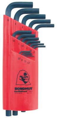 Bondhus® Hex L-Wrench Key Sets, 15 per holder, Hex Tip, Metric, 12195