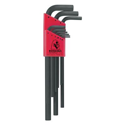Bondhus® Hex L-Wrench Key Sets, 9 per holder, Hex Tip, Metric, 12199