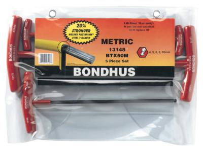Bondhus® Balldriver T-Handle Hex Key Sets, Hex Ball Tip, Metric, 13148
