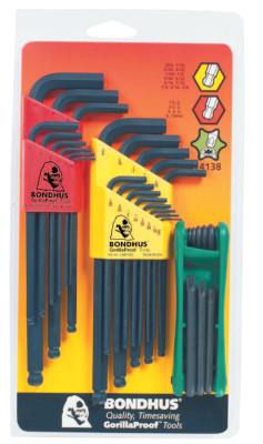Bondhus?? Balldriver L-Wrench Fold-Up Set, 30 pieces T9-T40, Torx Tip, Inch/Metric, 14138