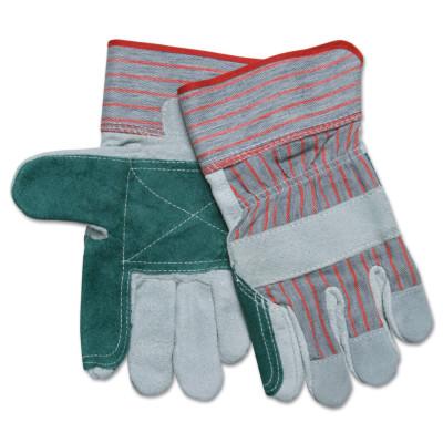 MCR Safety Industrial Standard Shoulder Split Gloves, X-Large, Leather, Gray w/Red Stripes, 1211XL