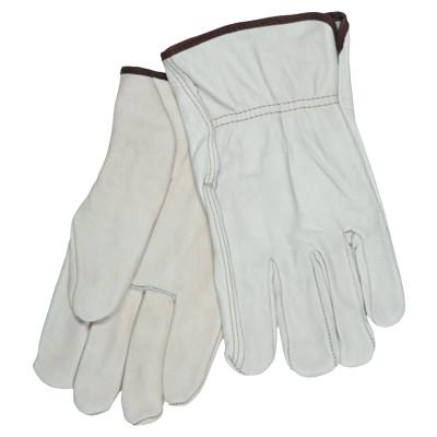 MCR Safety Unlined Drivers Gloves, Grain Cow Leather, X-Large, Beige/Blue, 3202XL