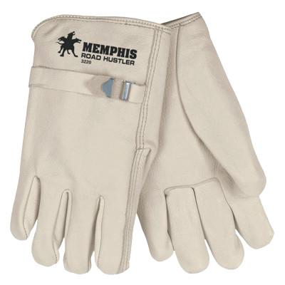 MCR Safety Road Hustler Drivers Gloves, Cow Grain Leather, Large, Beige, 3220L