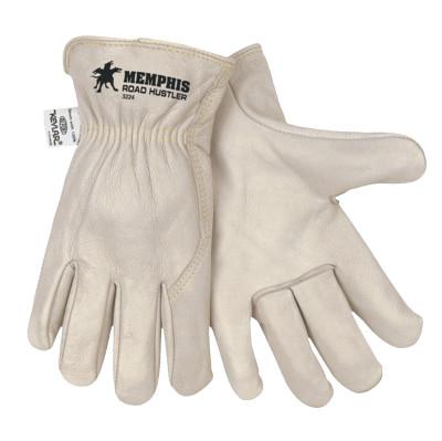 MCR Safety Road Hustler Drivers Gloves, Cow Grain Leather, Extra Large, Beige, 3224XL