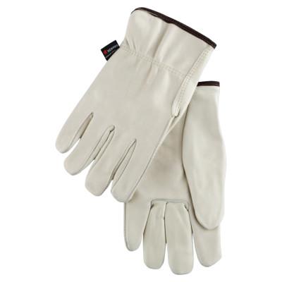 MCR Safety Drivers Gloves, Premium Grade Cowhide, Large, Red Fleece Lining, 3250L