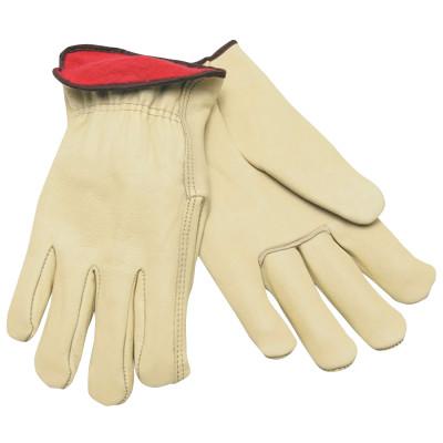 MCR Safety Drivers Gloves, Premium Grade Cowhide, Medium, Red Fleece Lining, 3250M