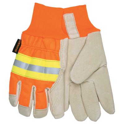 MCR Safety Luminator Gloves, Large, Beige/Hi-Vis Orange/Lime/Silver, 3440l