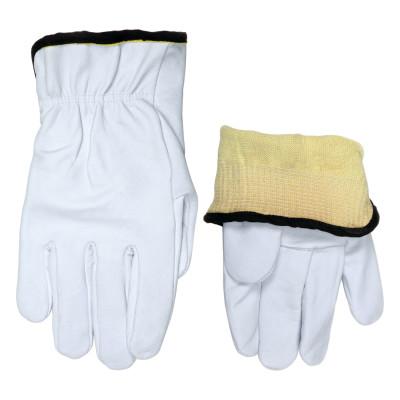 MCR Safety Premium Grade Grain Goatskin Drivers Gloves, Small, Leather, Kevlar, White, 3601KS