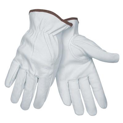 MCR Safety Goatskin Drivers Gloves, Grain Goatskin, Large, White/Brown, 3611L