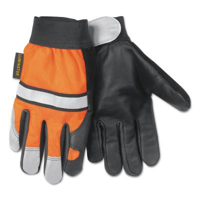 MCR Safety Luminator Multi-Task Gloves, Black/Silver/Orange, Small, 921S