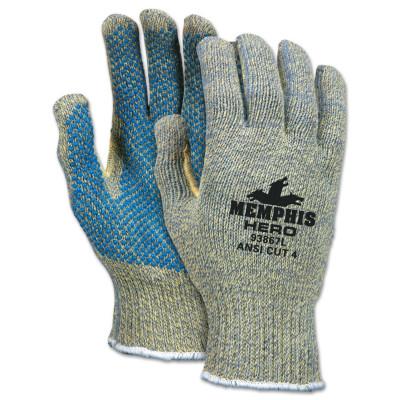 MCR Safety Hero Gloves, X-Small, Salt-and-Pepper/Blue, 93867XS