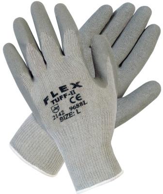 MCR Safety Flex Tuff-II Latex Coated Gloves, Medium, Black/Gray, 9688VM