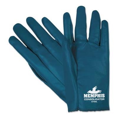 MCR Safety Consolidator Nitrile Gloves, Slip-On, Cotton Interlock, Medium, Blue, 9700M