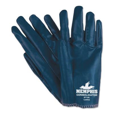 MCR Safety Consolidator Nitrile Gloves, Slip-On, Cotton Interlock, Womens-Small, Blue, 9710S