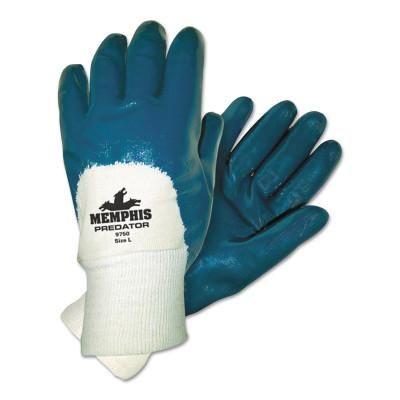 MCR Safety Predator Nitrile Coated Gloves, Large, Blue, Dipped, Palm Coated, Supported, 9750