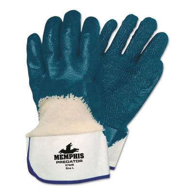 MCR Safety Predator Nitrile Coated Gloves, Large, Blue, Rough, Palm/Knuckle Coated, 9760R