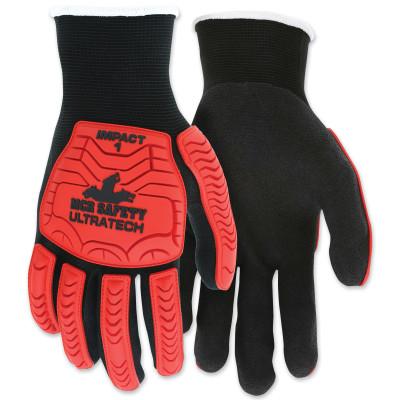 MCR Safety UT1950 UltraTech™ Impact Level 1 Mechanics Knit Glove, X-Large, Black/Red, UT1950XL