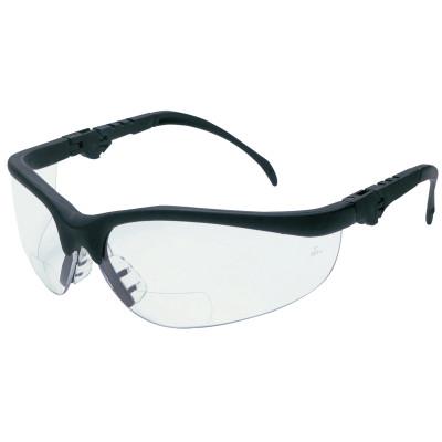 MCR Safety Klondike Plus Magnifiers Protective Eyewear, Clear Lens, Black Frame, 2 Diopter, K3H20