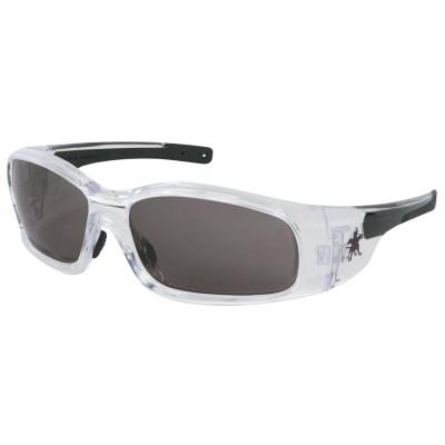 MCR Safety Swagger Safety Glasses, Gray Lens, Duramass Anti-Fog, Black/Clear Frame, SR142AF