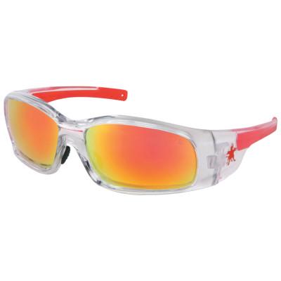 MCR Safety Swagger Safety Glasses, Fire Mirror Lens, Duramass Hard Coat, Clear/Red Frame, SR14R