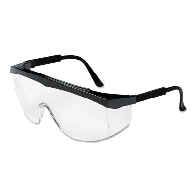MCR Safety Stratos Spectacles, Clear Lens, Polycarbonate, Uncoated, Black Frame, Nylon, SS010