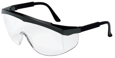 MCR Safety Stratos Spectacles, Clear Lens, Polycarbonate, Scratch-Resistant, Black Frame, SS110