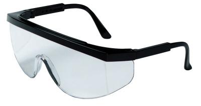 MCR Safety Tomahawk Protective Eyewear, Clear Lens, Scratch-Resistant, Black Frame, Nylon, TK110