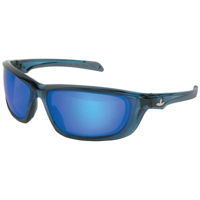 MCR Safety USS Defense Safety Glasses, Gray Lens,  Mirror, Translucent Dark Blue Frame, UD128B