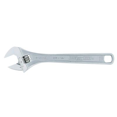 Channellock® Adjustable Wrenches, 12 in Long, 1 1/2 in Opening, Chrome, 812W-CLAM